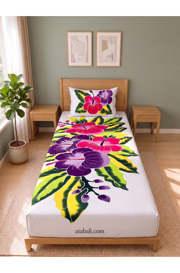 Hand Painted Rayon Bedsheet Set Single Size
